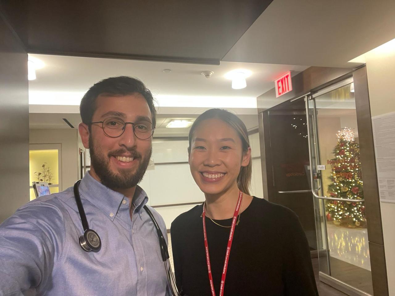 Evan Balmuth and Natalie Nyugen on the first night of clinic